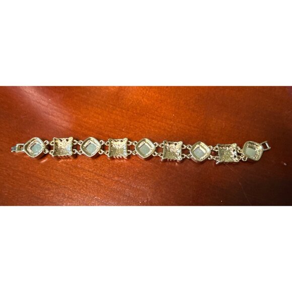 Napier Faceted Red & Yellowish Rhinestone Gold-Tone Bracelet 7" - Picture 3 of 5